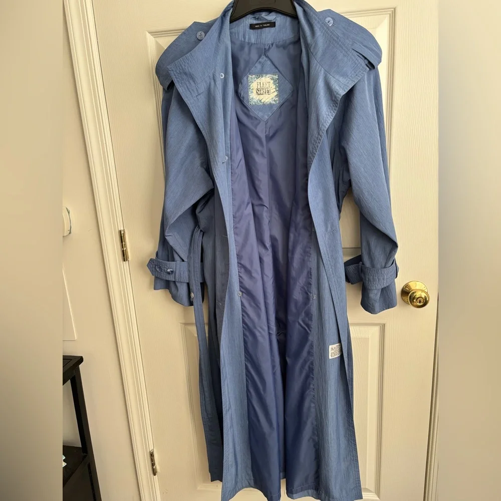 FLEETSTREET TRENCH COAT DOUBLE BREASTED BLUE BUTTON MILITARY STYLE   PLUS SZ 3XL - Picture 11 of 12